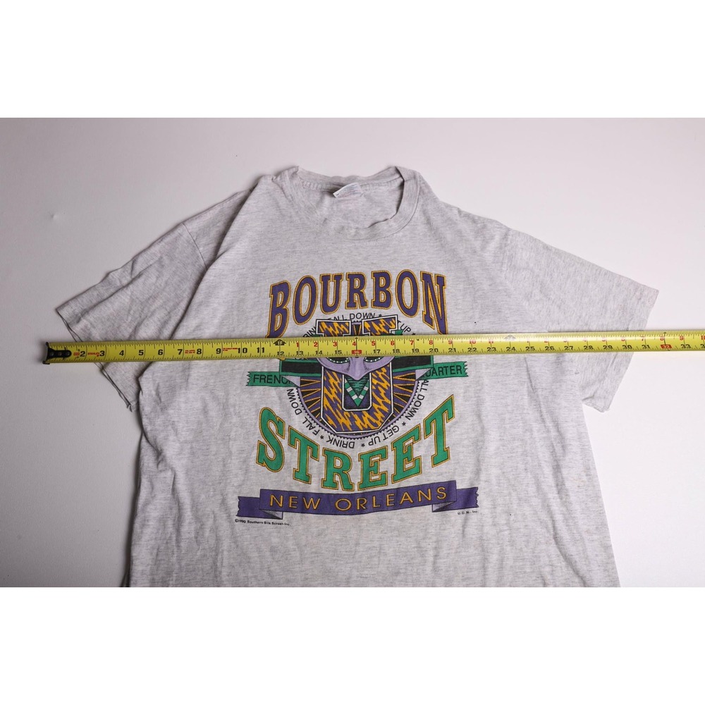 Vintage 1990 Bourbon Street New Orleans T-Shirt Hanes Heavyweight Gray XL 90s - Picture 7 of 7